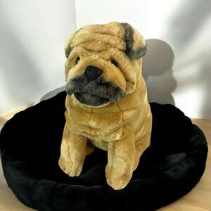 VTG 1987 Dakin Shar-Pei Plush Dog 14" Brown Stuffed Animal Wrinkles Realistic